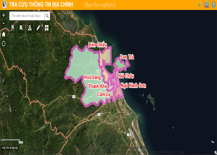 Bản đồ trực quan cổng thông tin đất đai thành phố Đà Nẵng