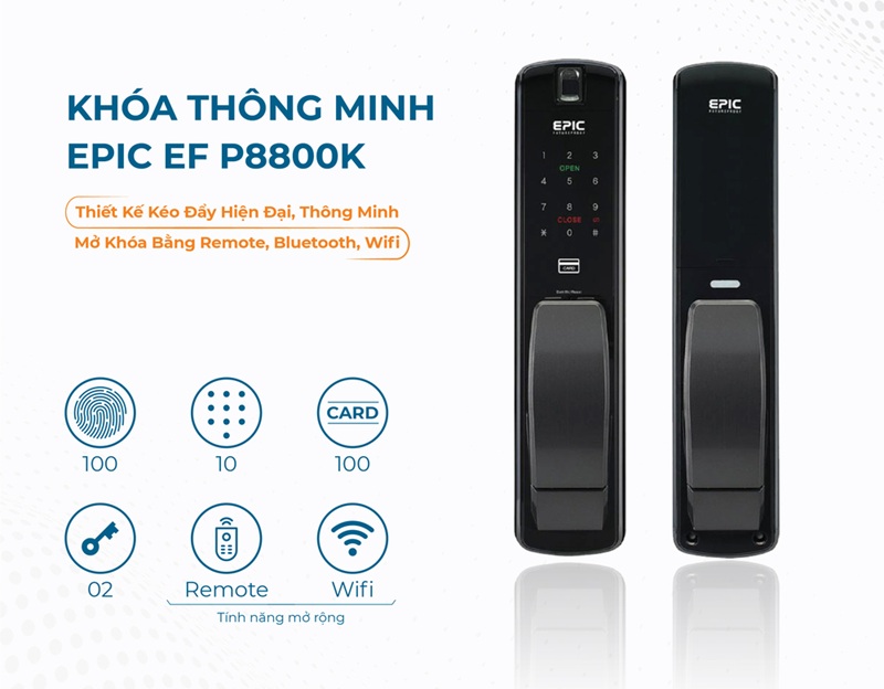 Khóa vân tay cao cấp Epic EF P8800K