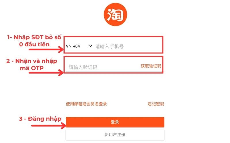 đăng nhập taobao