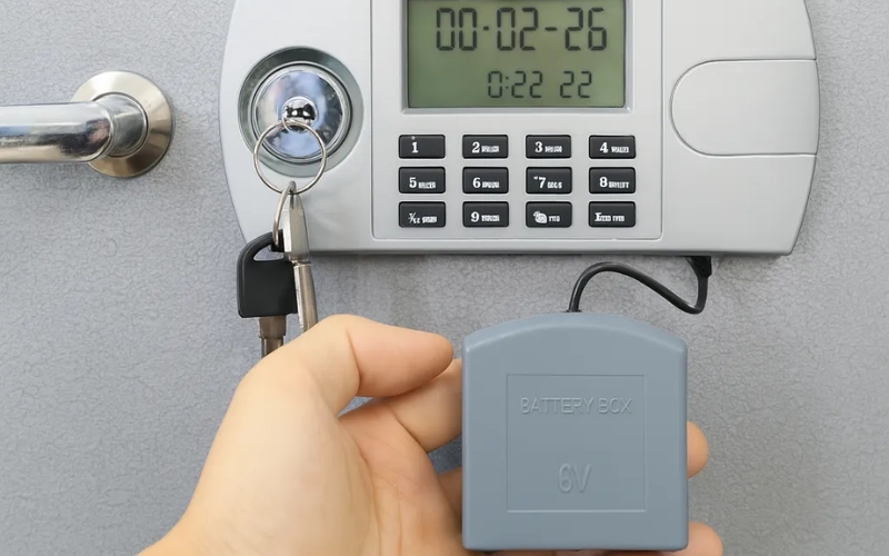 cách mở két sắt điện tử khi hết pin